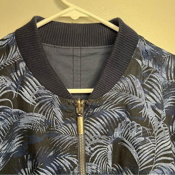 Tommy Bahama Fez Frond Reversible Bomber Jacket Mens Sz M Navy Blue Snap Pocket - Picture 4 of 16